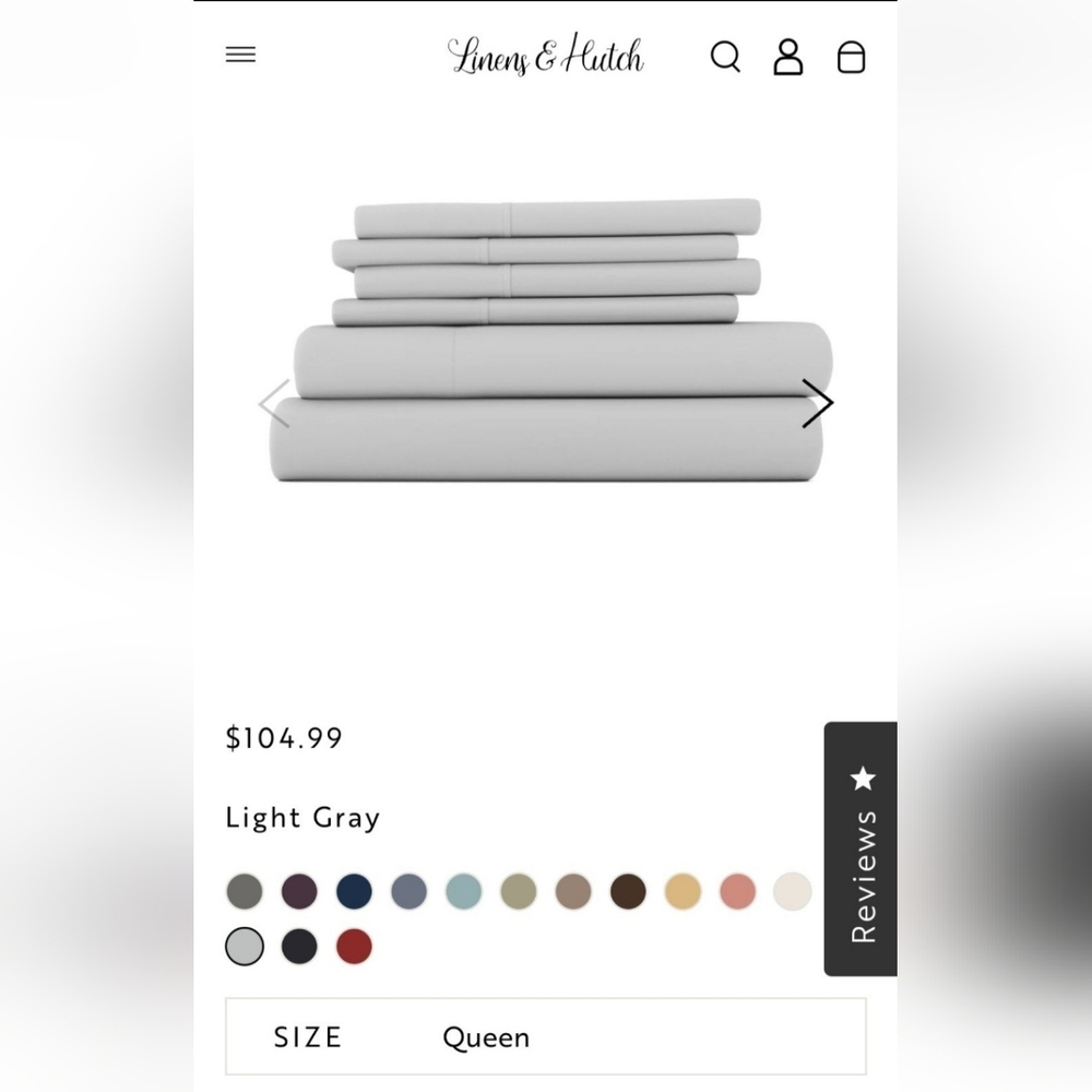 Linens & Hutch 6 piece Light Gray Queen Sheet Set